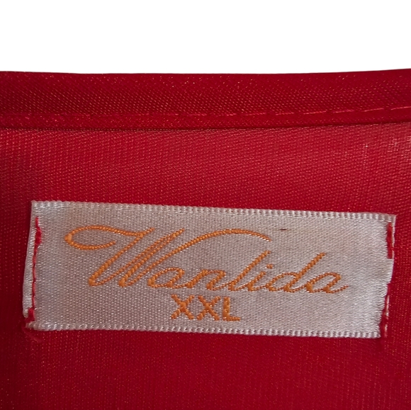 Wanlida Womens Red Sheer Lace Robe XXL Vintage Lingerie Romantic Boudoir 80s - Picture 4 of 8